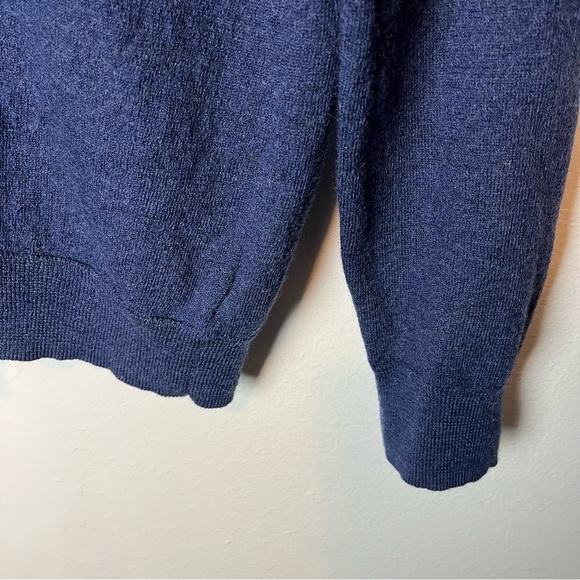 ETHAN PIERCE Men's Blue V-neck Extra Fine Merina Wool Pullover Sweater Large - Picture 6 of 6